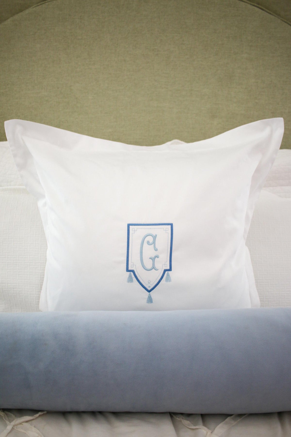 Personalized Monogrammed Euro Sham | 26x26 Embroidered Euro Pillow Sham | Custom Initial Bedding | 100% Cotton Pillow Cover