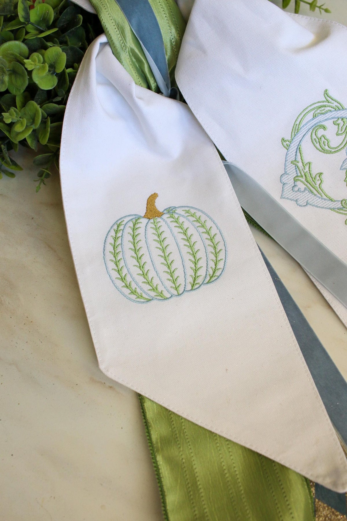 Personalized Pumpkin Wreath Sash | Fall Home | Home Gifts | Wedding Gifts | Grandmillenial Home