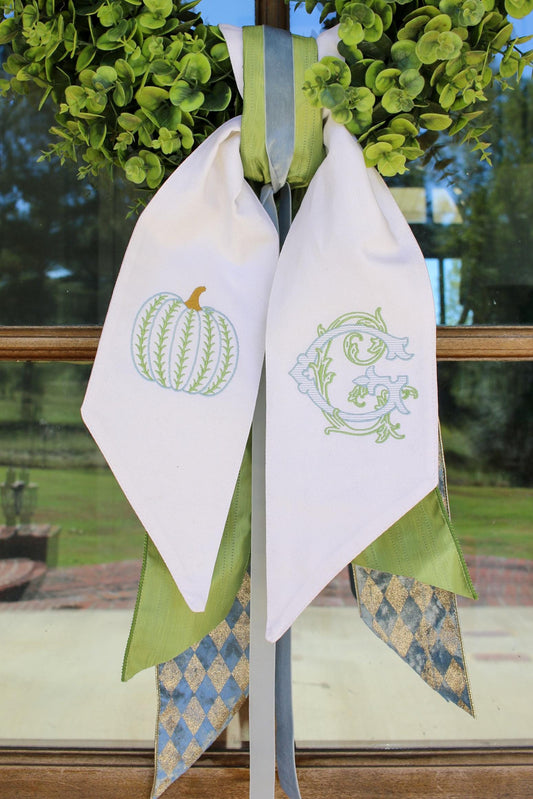 Personalized Pumpkin Wreath Sash | Fall Home | Home Gifts | Wedding Gifts | Grandmillenial Home