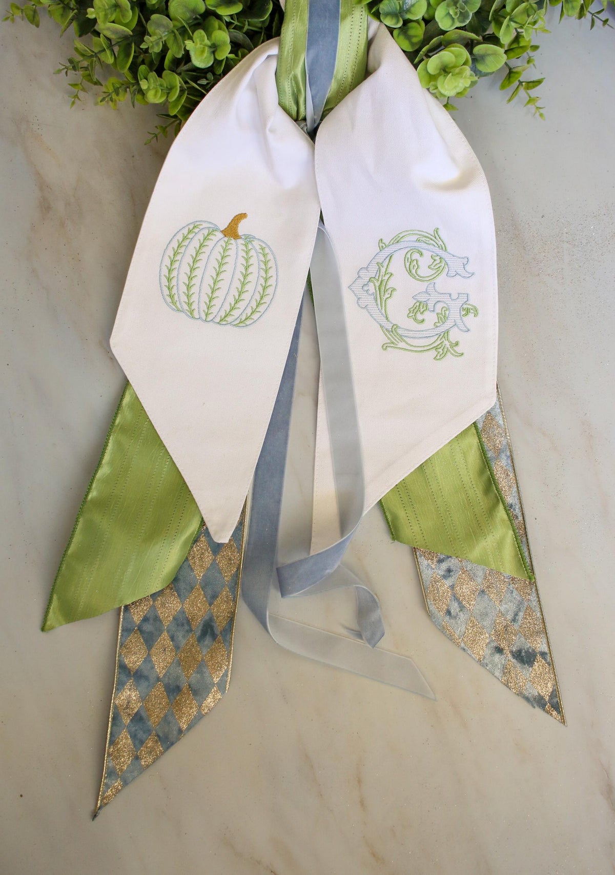 Personalized Pumpkin Wreath Sash | Fall Home | Home Gifts | Wedding Gifts | Grandmillenial Home